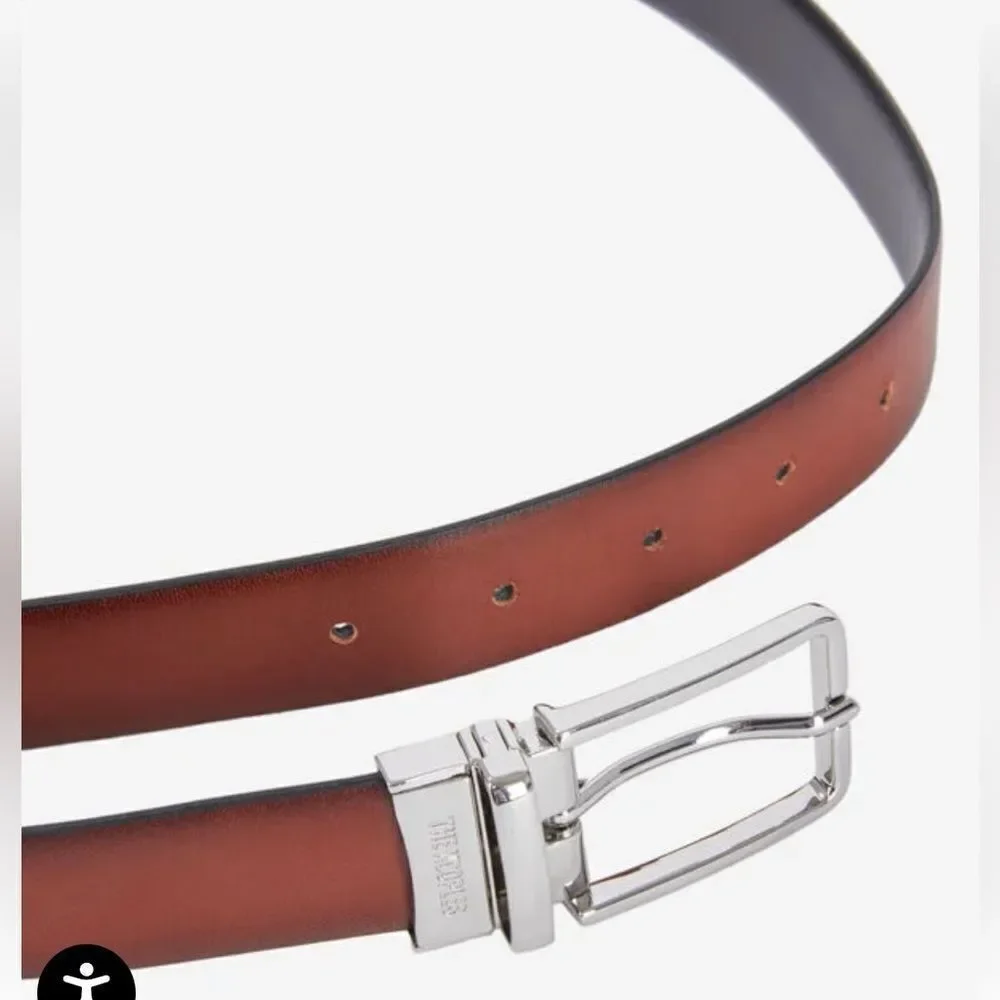 $195 The Kooples REVERSIBLE TWO-TONE LEATHER BELT NWT